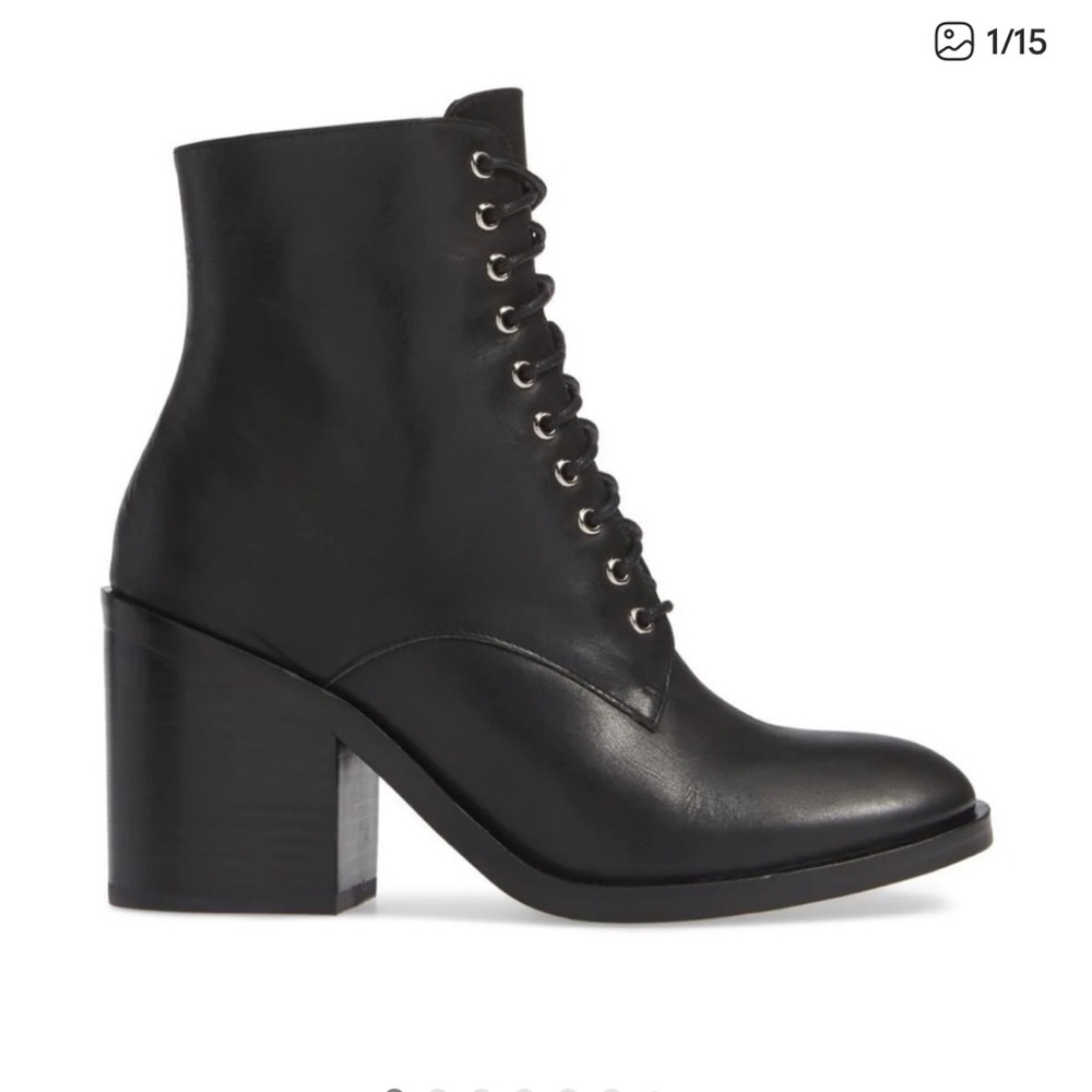 Jeffrey Campbell Black Lace-Up Ankle Boots size 7 leather